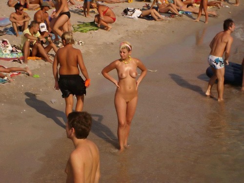 Busty public nudity
