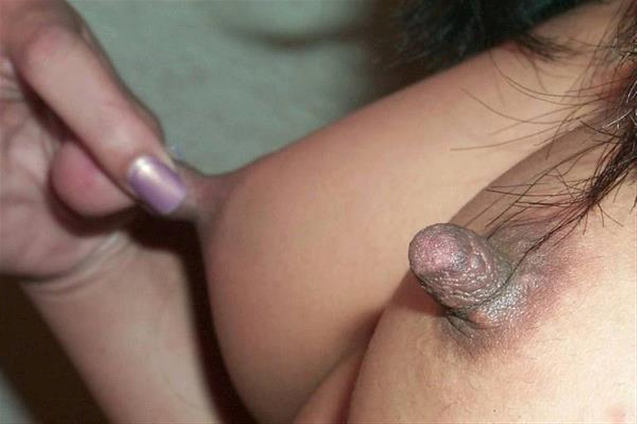 Erect nipples close up
