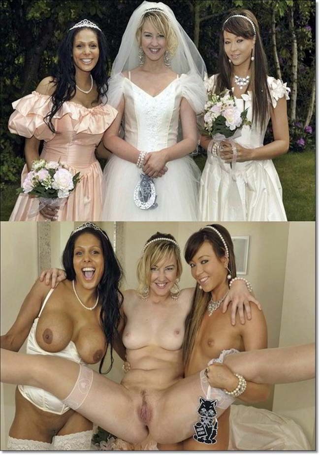 Dressed undressed nude brides before and after