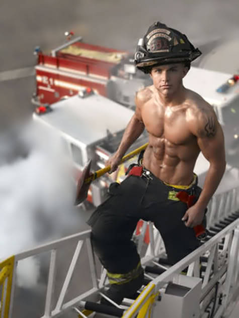 Str firefighter with cock