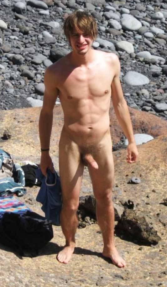 Men with erections at nude beach
