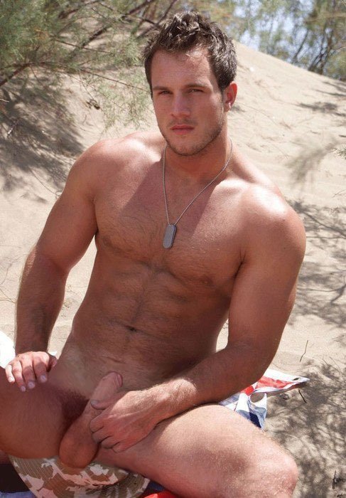 Naked gay men on beach