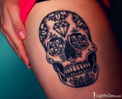 Cute girl skull tattoo designs