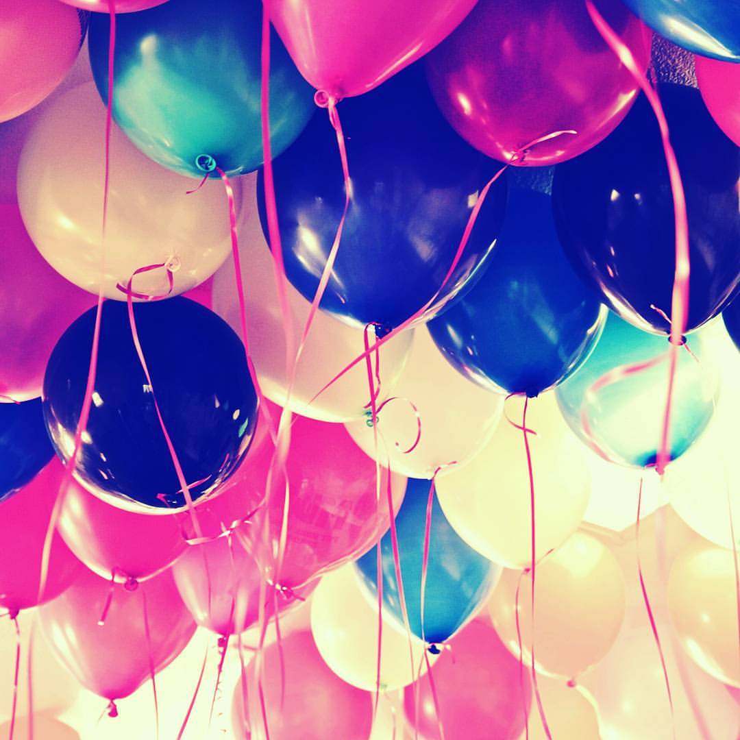 Dancing happy birthday balloons