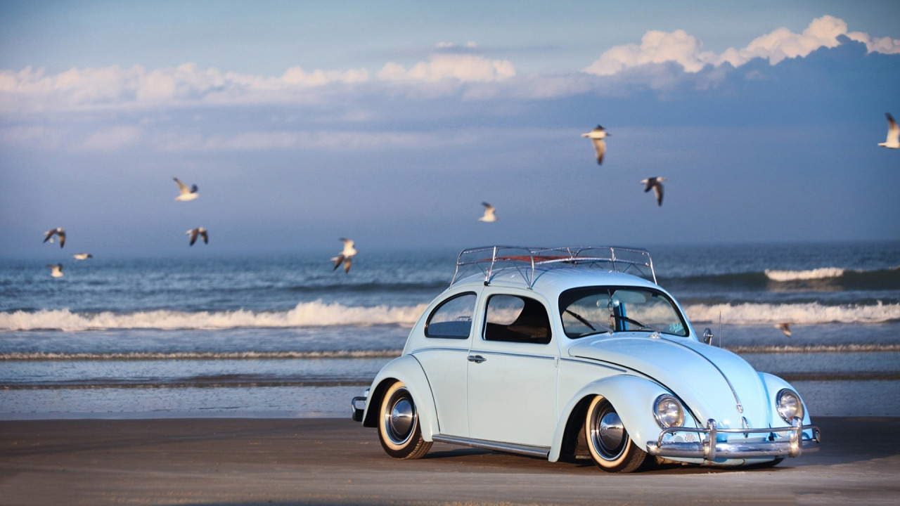 Classic vw beetle beach