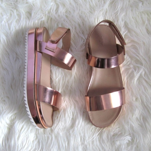 Gold metallic platform sandals