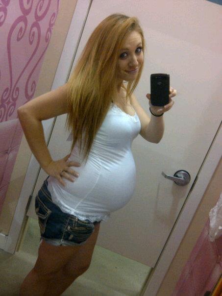 Young teen pregnant selfie