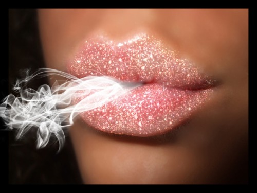 Lips smoking weed