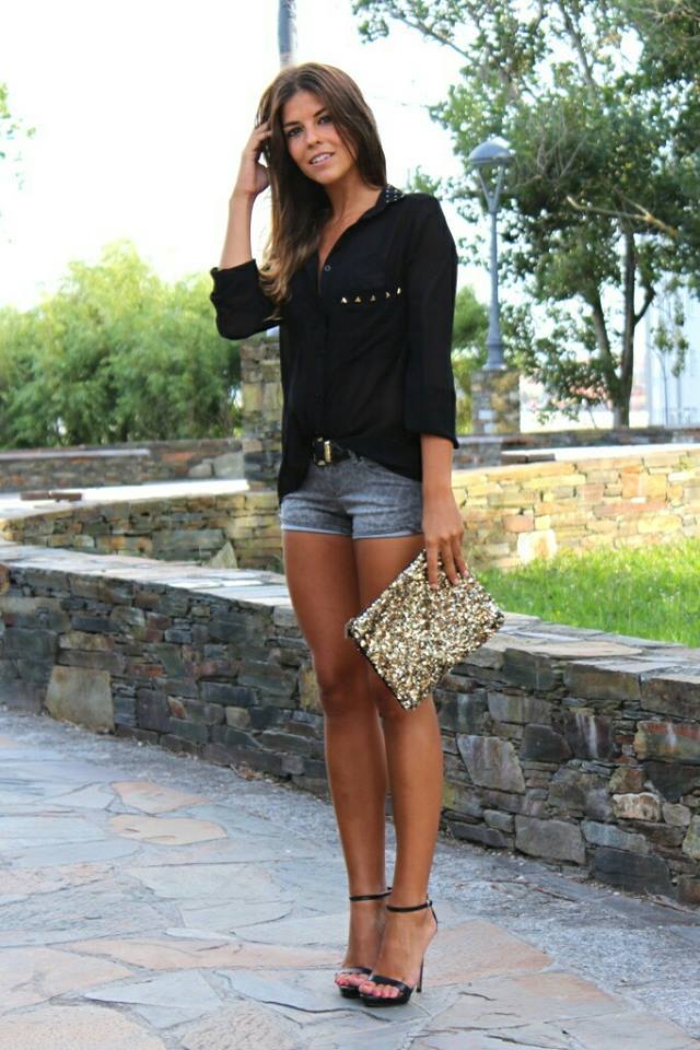 Cute outfit with shorts and heels