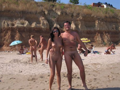 Family nudist beach pee