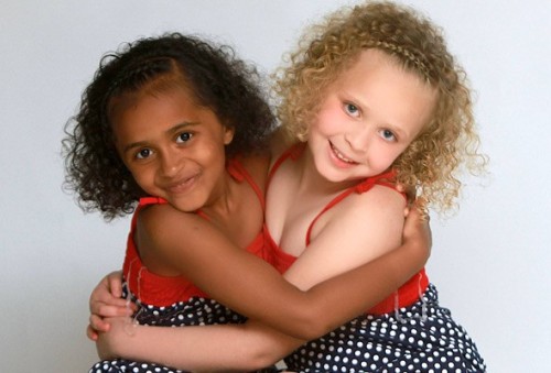 Black and white mixed race babies