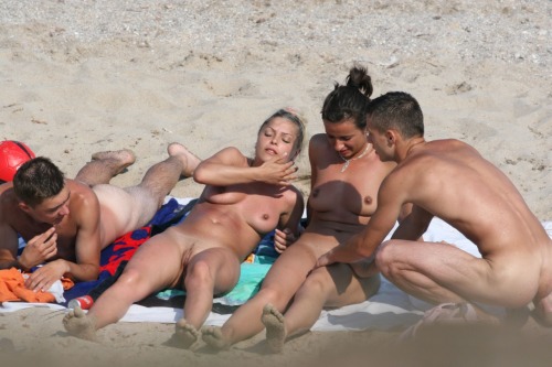 Nude beach three couples