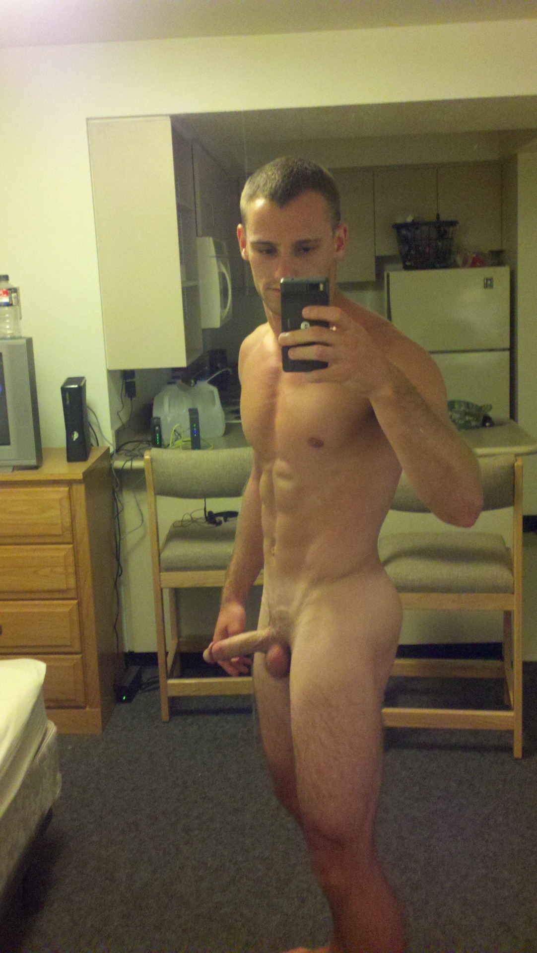 Naked man selfie cock