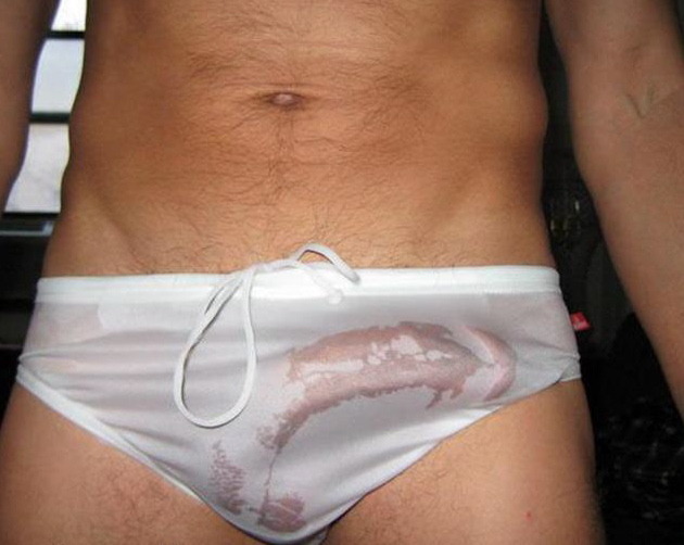 Wet white panties pussy bulge