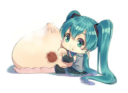 Anime chibi girl eating