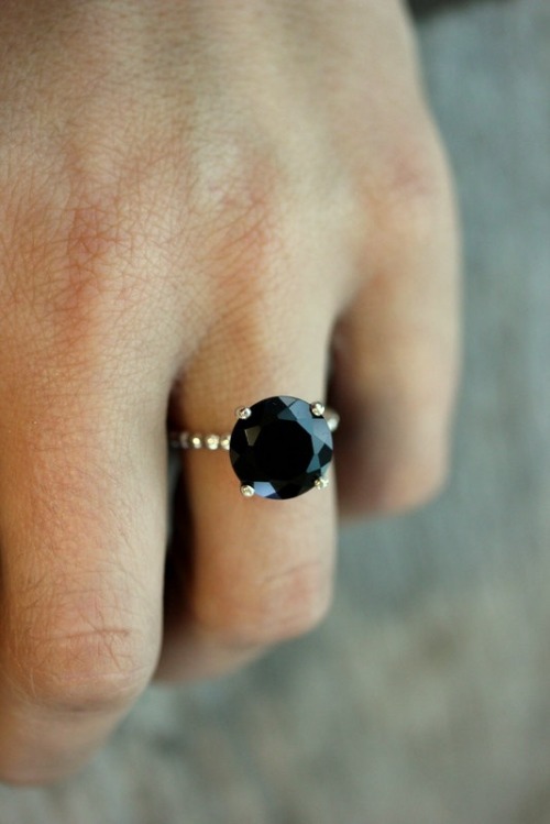 Black diamond skull wedding ring