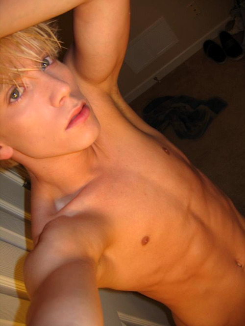 Cute blonde teen boy